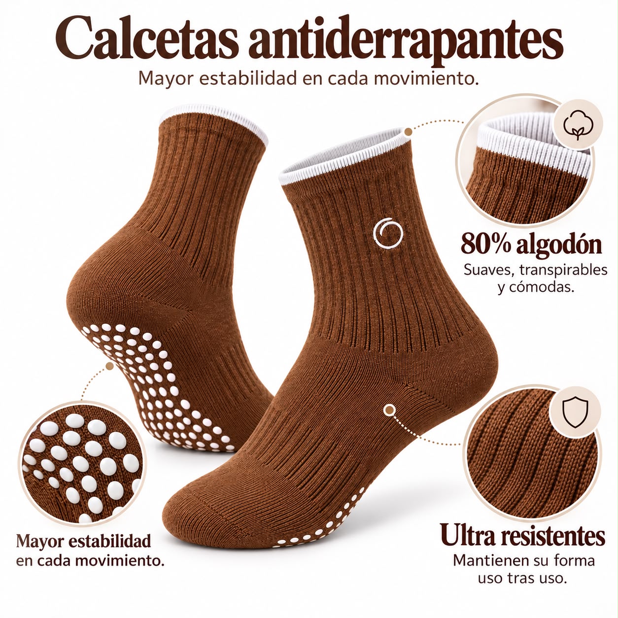 Calceta Antiderrapante Cafe Chocolate Melocotón Basic - miniatura 3