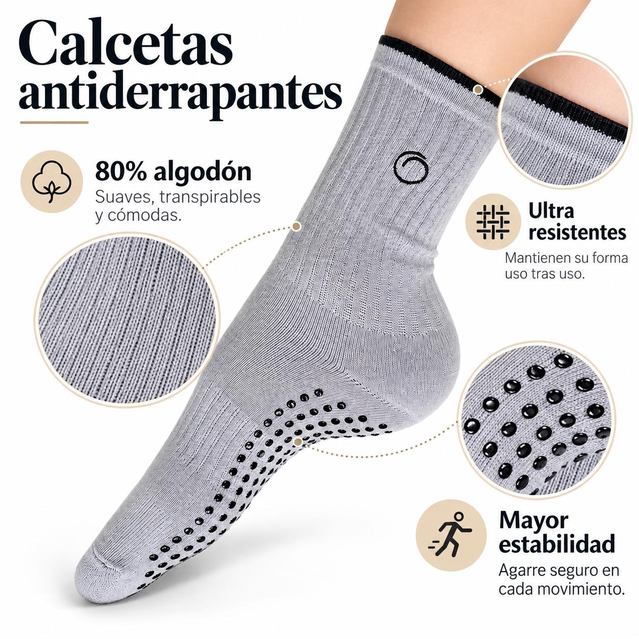 Calceta Antiderrapante Gris Melocotón Basic - miniatura 3