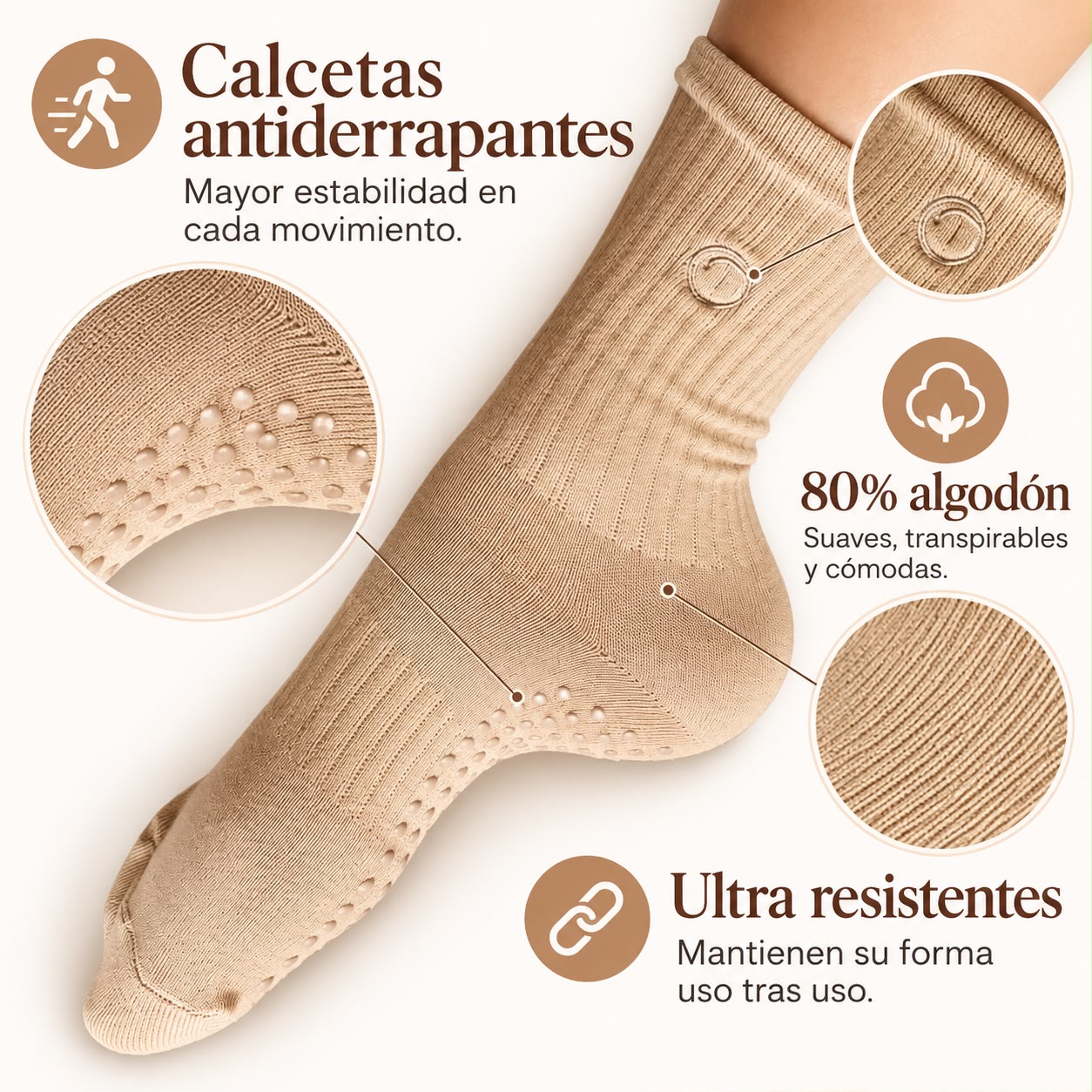 Calceta Antiderrapante Nude Melocotón Basic - miniatura 2