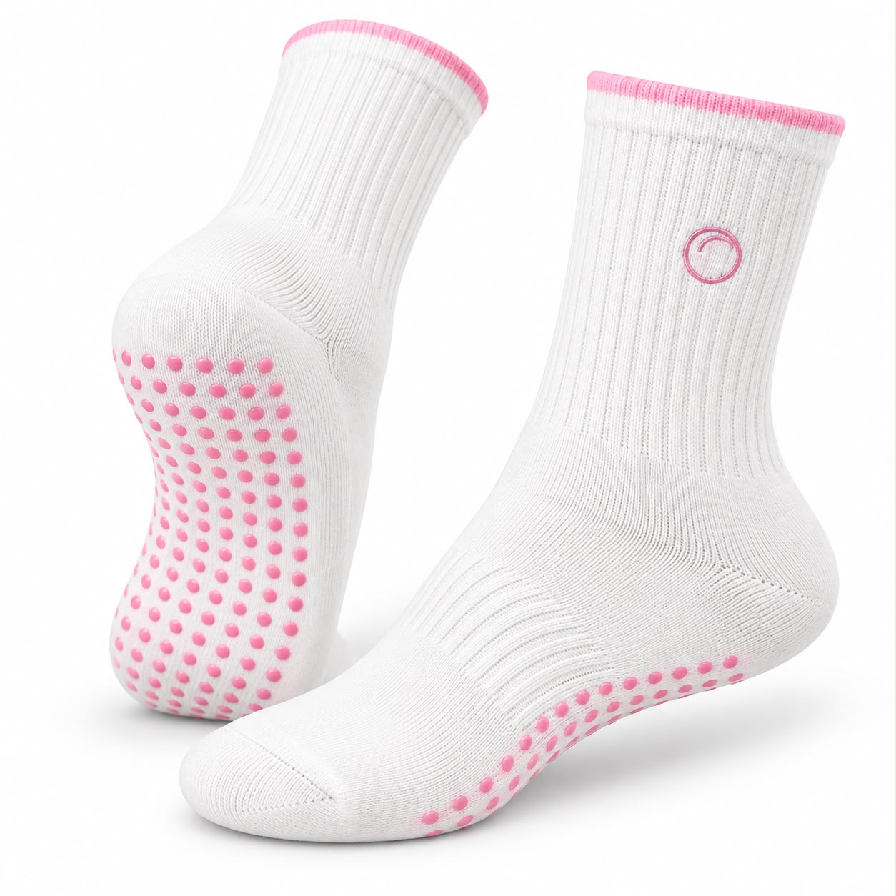Calceta Antiderrapante Blanco/Rosa Melocotón Basic - imagen principal