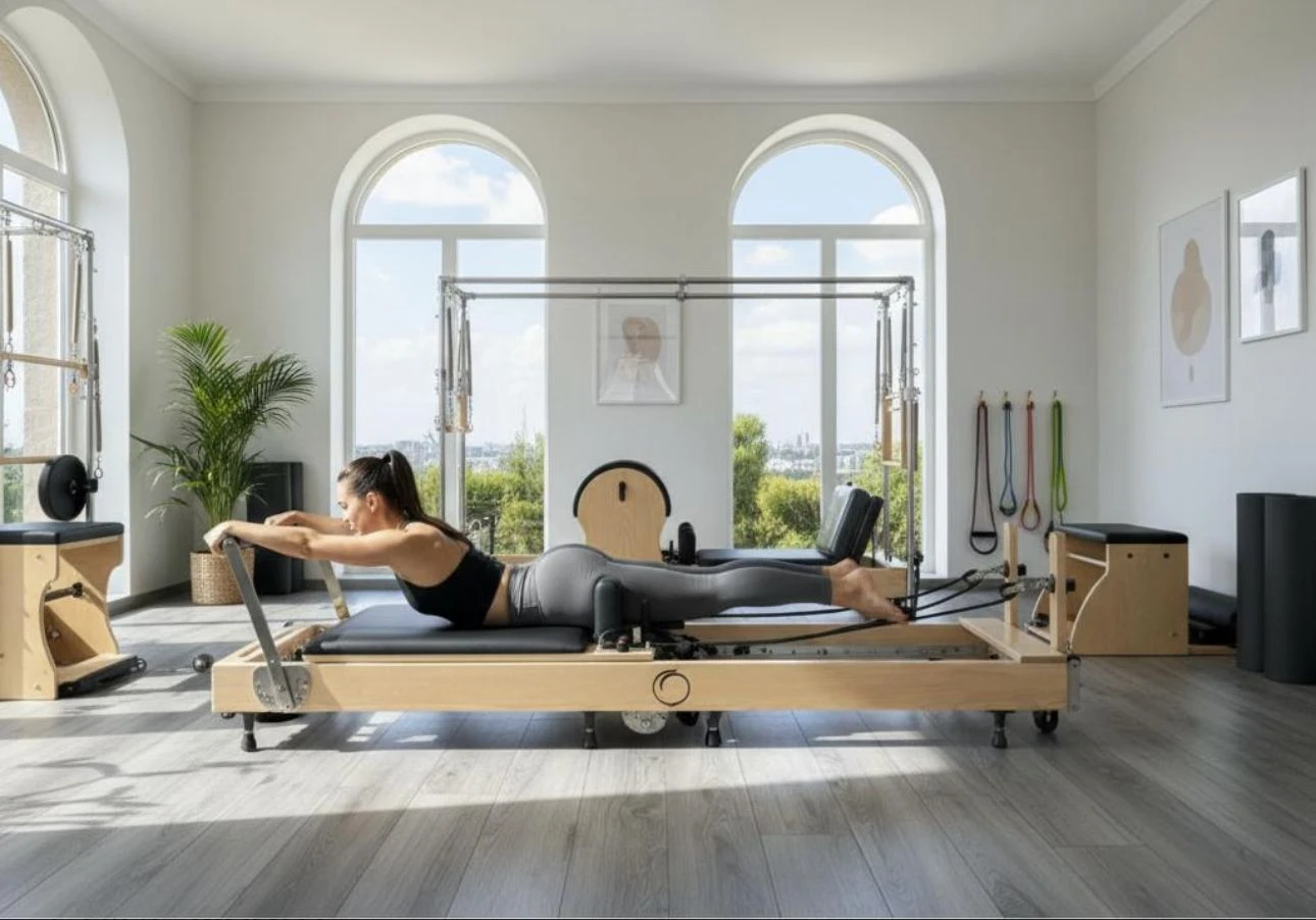 Cama Reformer Pilates Compacta Plegable Melocotón Chia - miniatura 10